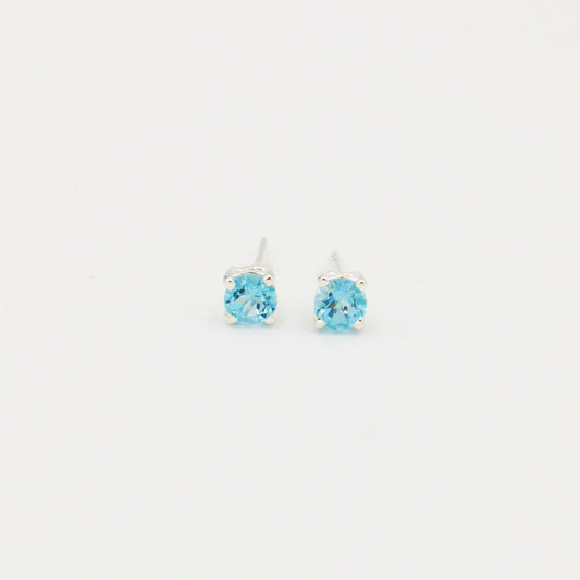Blue Topaz Round Prong Sterling Studs : 210000022245
