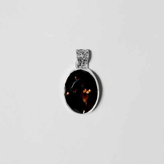 Smoky Quartz Oval Filigree Sterling Pendant