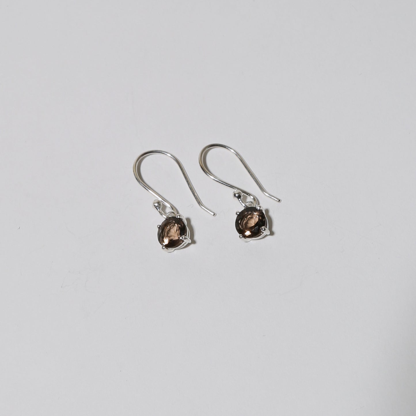 Smoky Quartz Small Round Sterling Earrings