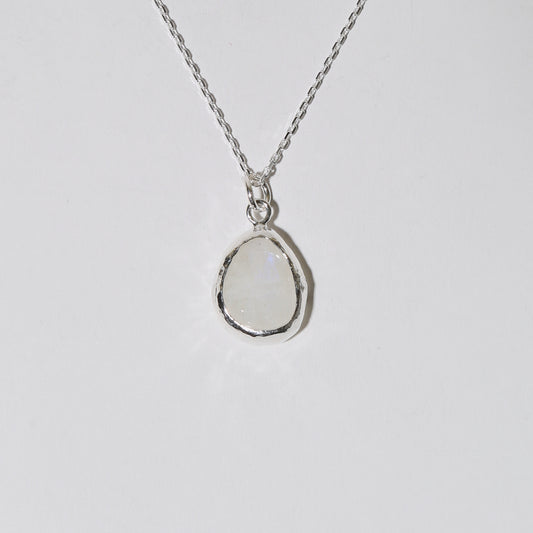Moonstone Faceted Teardrop Sterling Necklace