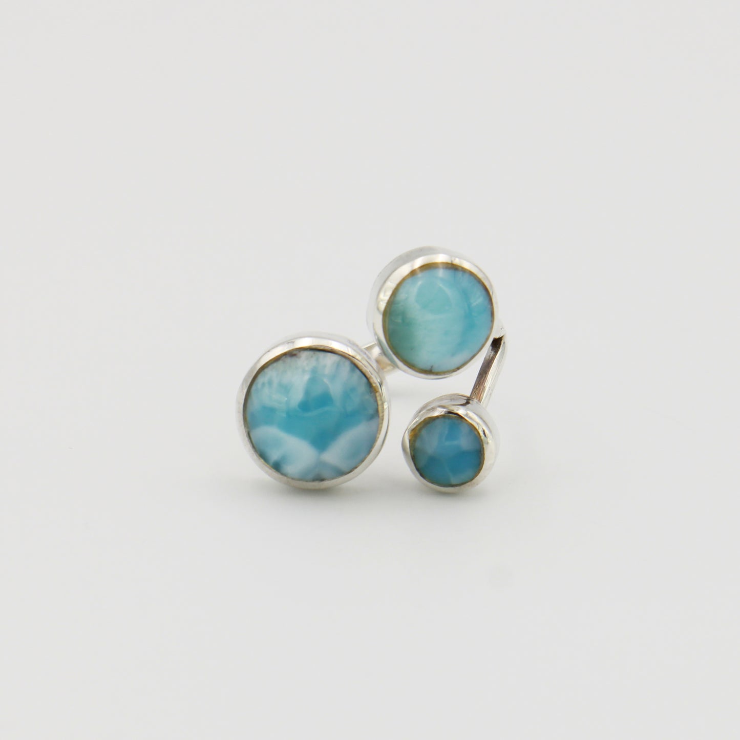 Larimar Three Circles Sterling Ring Sz 6