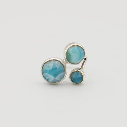 Larimar Three Circles Sterling Ring Sz 6