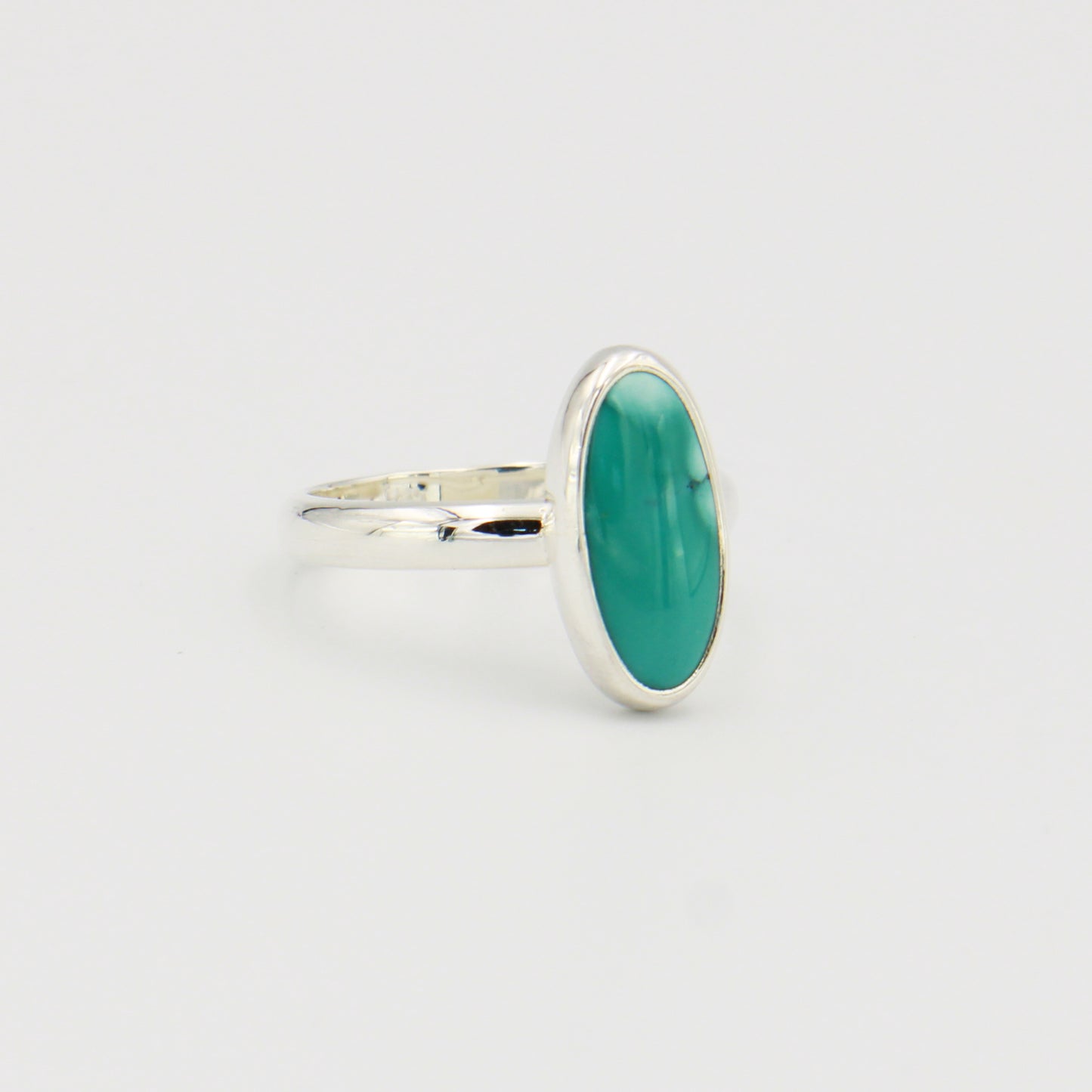 Turquoise Long Oval Sterling Ring Sz 9