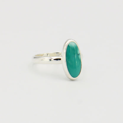 Turquoise Long Oval Sterling Ring Sz 9
