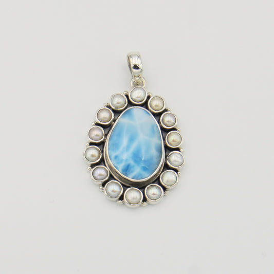 Larimar with Pearls Sterling Pendant