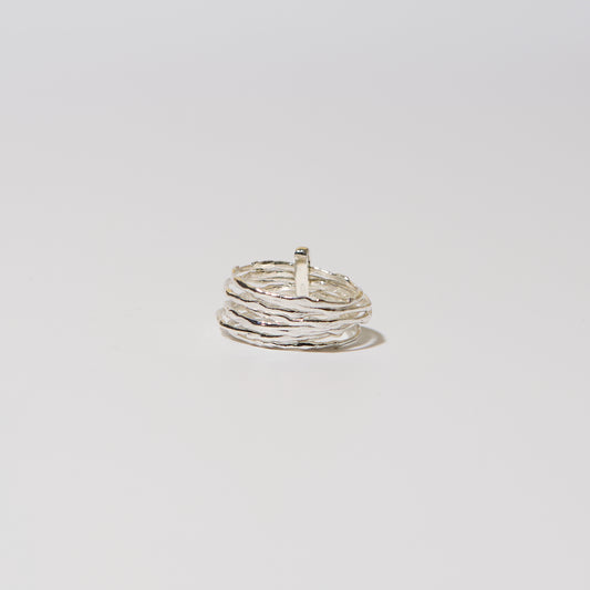 Sterling Multi-Band Wide Ring Sz 8