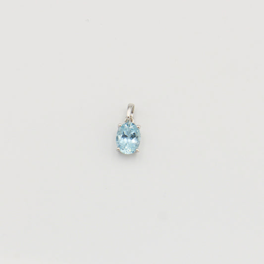 Aquamarine Oval Prong Sterling Pendant