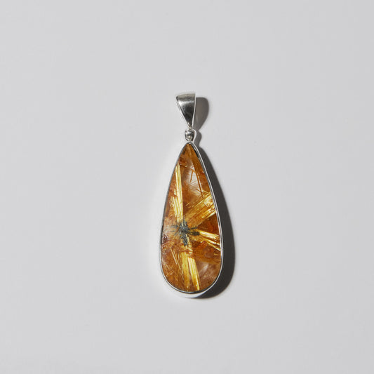 Rutilated Quartz Long Teardrop Pendant