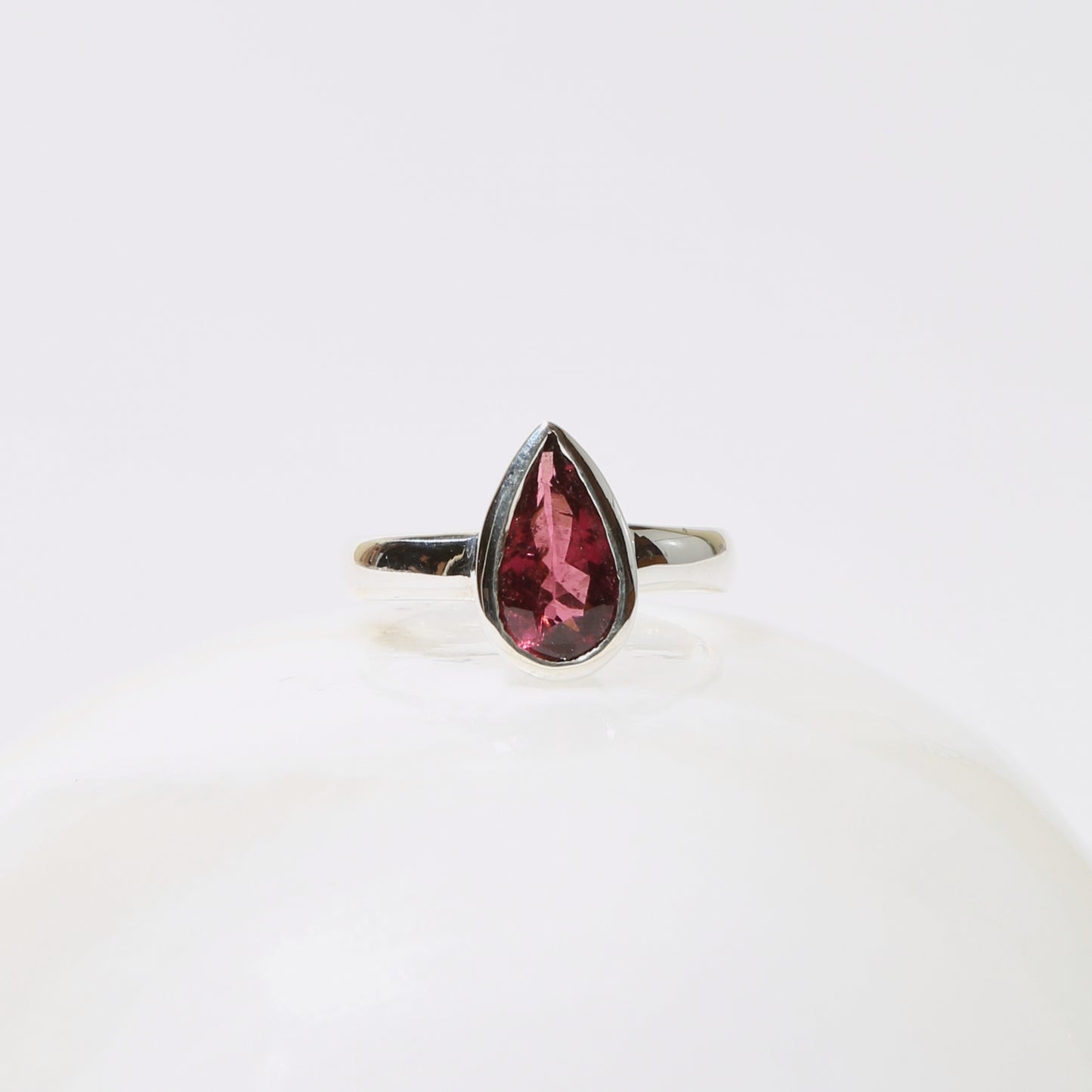 Tourmaline Pear Sterling Ring Sz 6