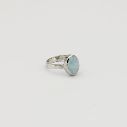 Aquamarine Small Oval Sterling Ring Sz 7