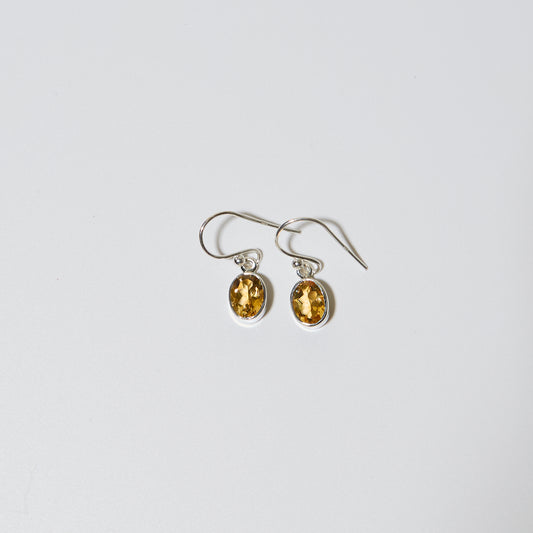 Citrine Small Oval Sterling Earrings