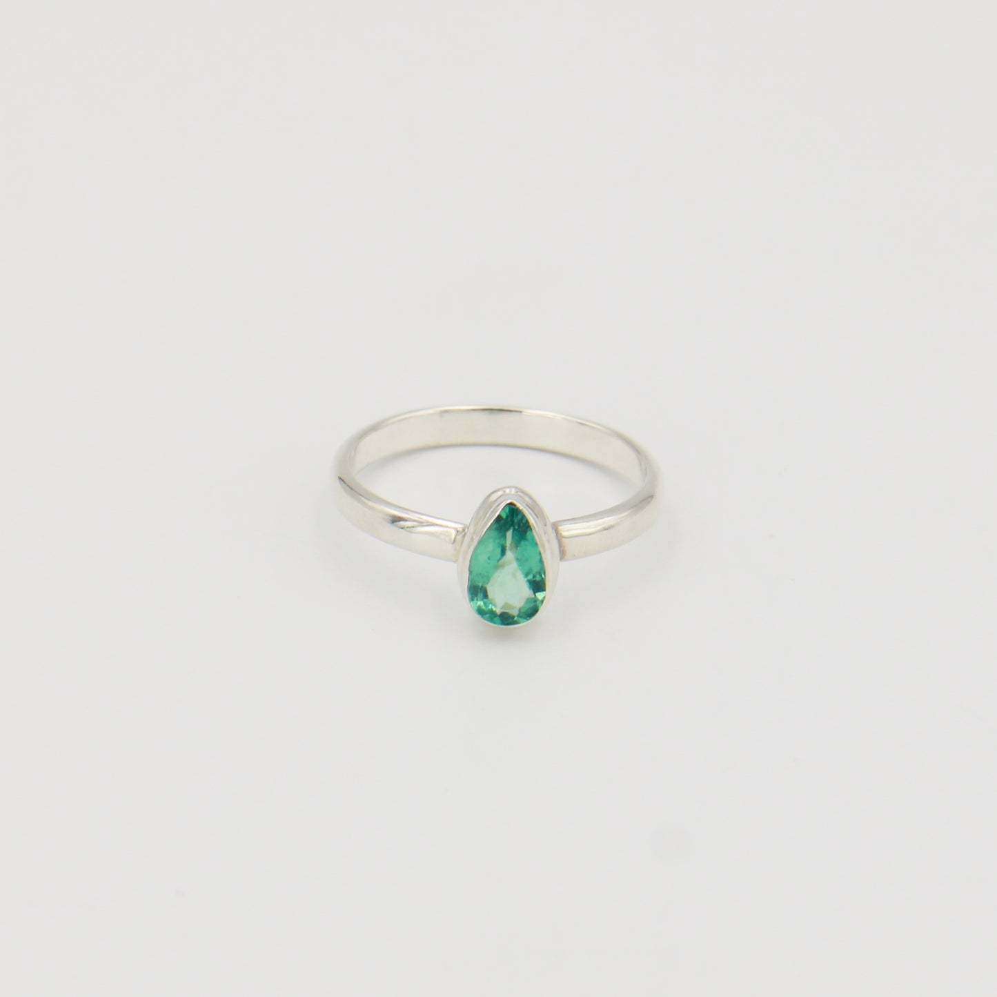 Apatite Pear Sterling Ring Sz 8
