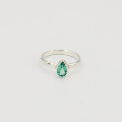 Apatite Pear Sterling Ring Sz 8