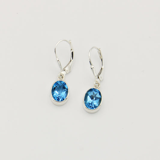 Blue Topaz Oval Sterling Earrings