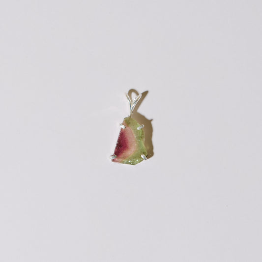 Watermelon Tourmaline Slice Sterling Pendant : 210000019941