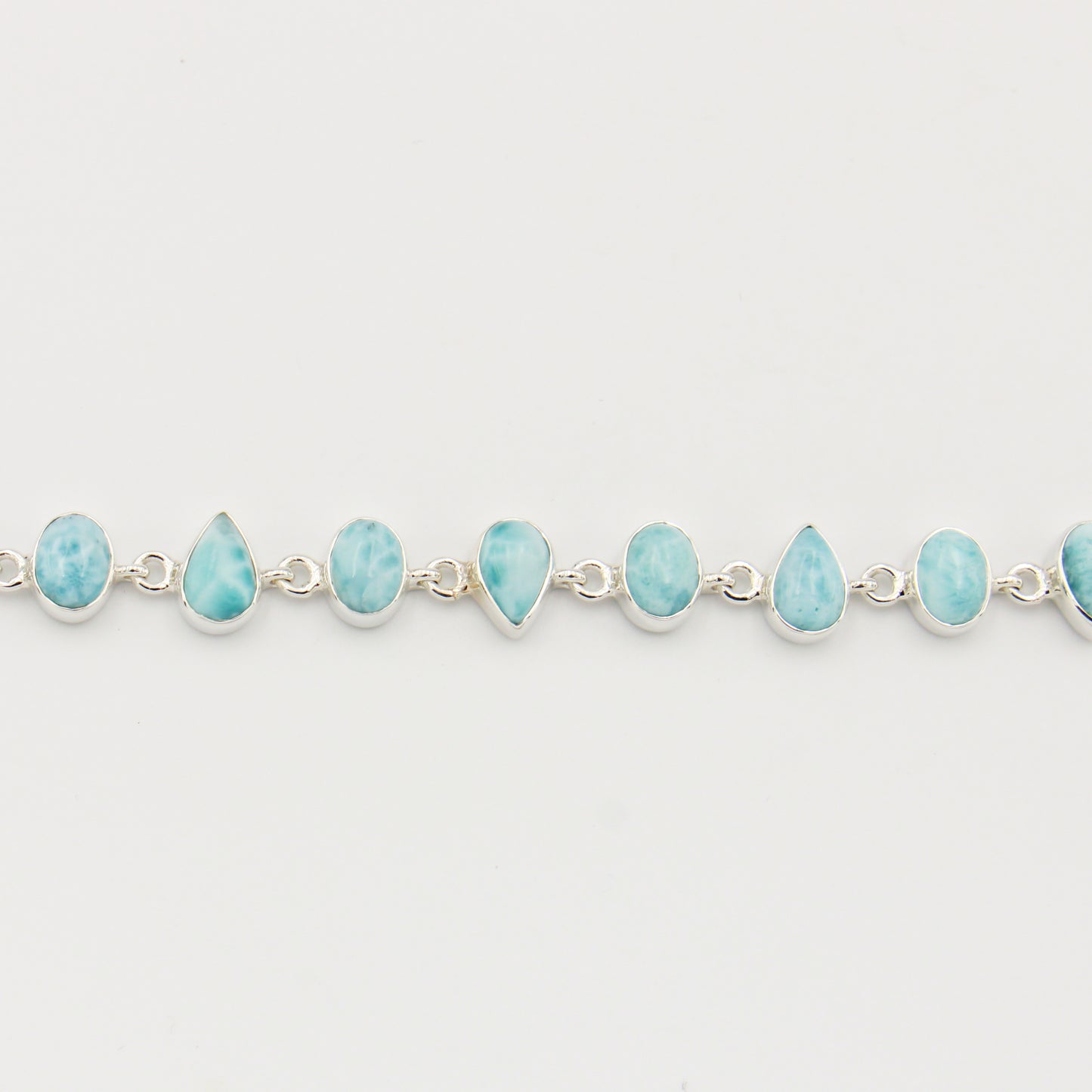 Larimar Small Pears & Ovals Sterling Bracelet
