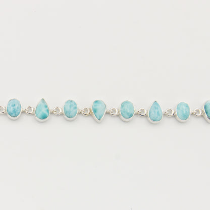 Larimar Small Pears & Ovals Sterling Bracelet