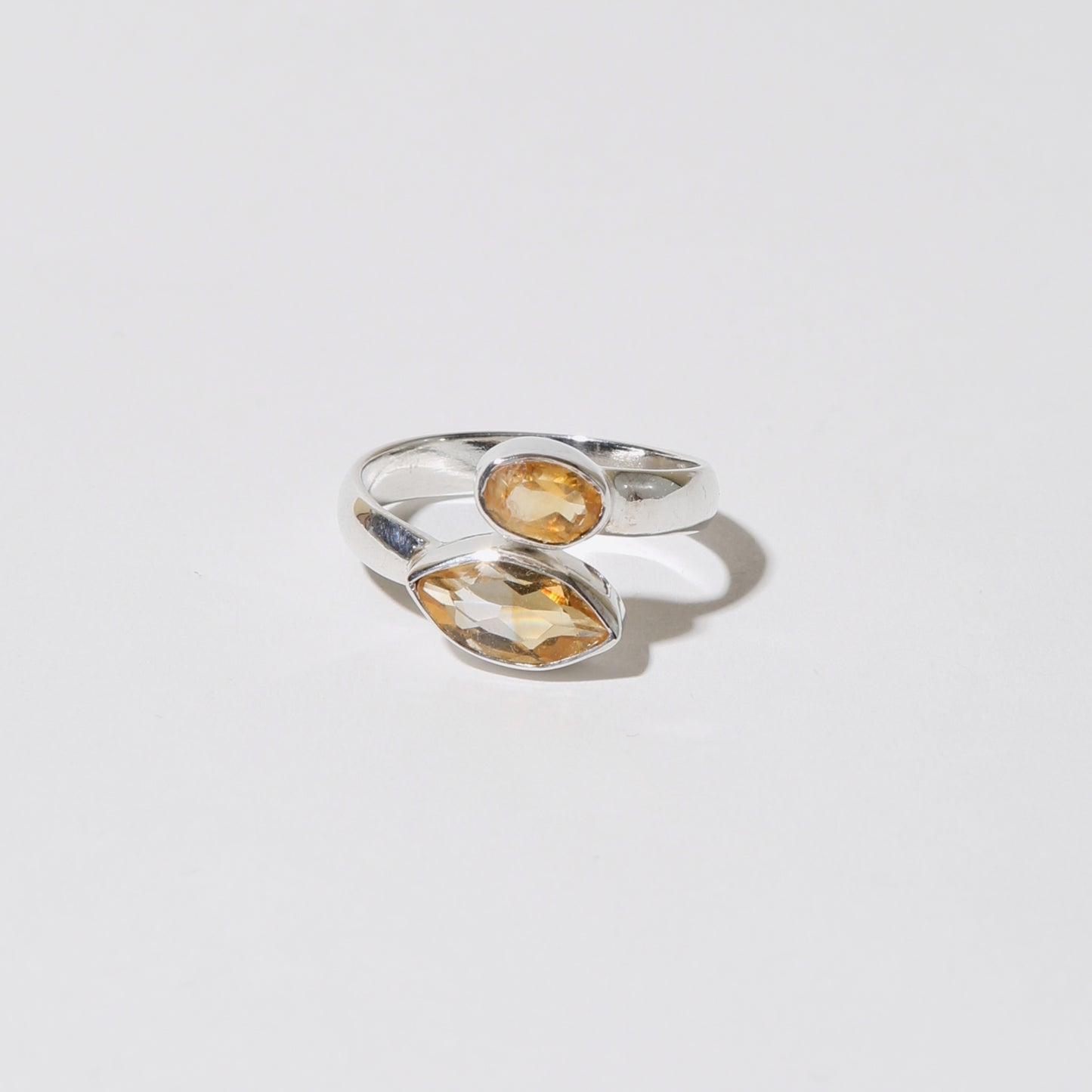 Citrine Marquise & Oval Sterling Ring Sz 8