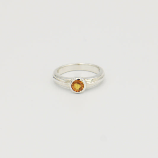 Orange Sapphire Round Ring 9