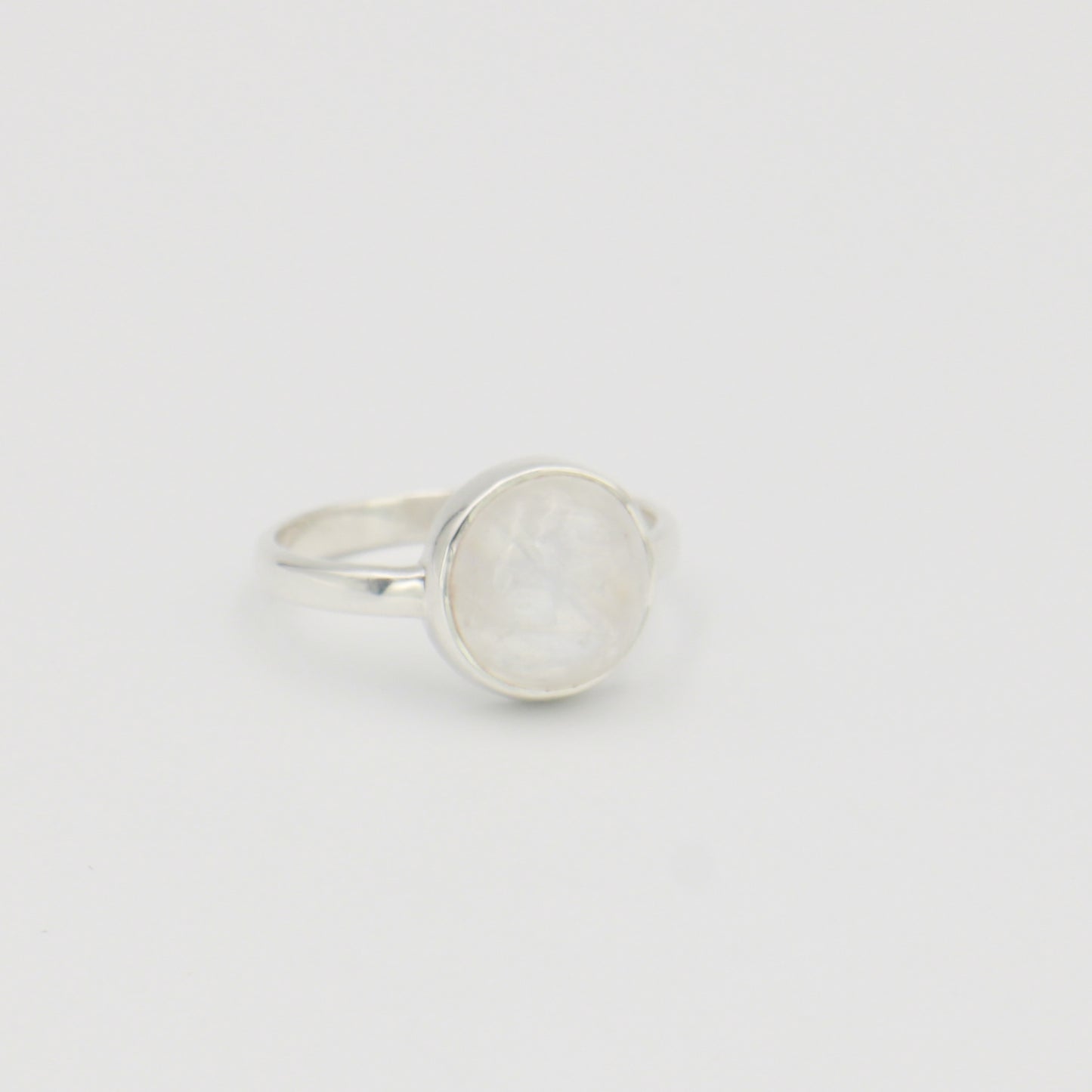 Moonstone Round Sterling Ring Sz 10