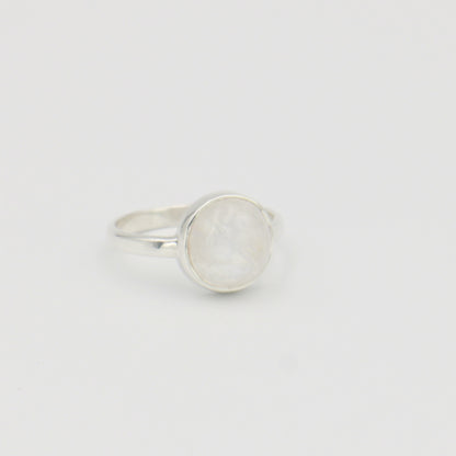 Moonstone Round Sterling Ring Sz 10