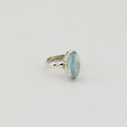Aquamarine Oval Ring - Size 7