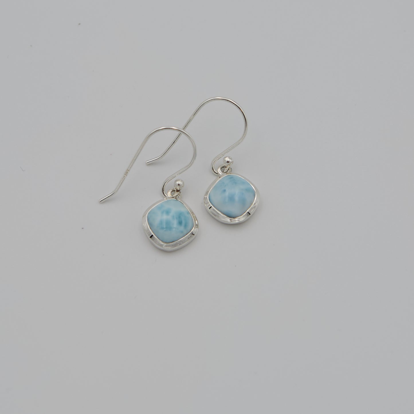 Larimar Small Cushion Sterling Earrings