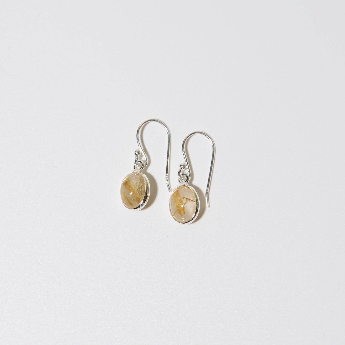 Rutilated Quartz Sm Oval Sterling Earrings
