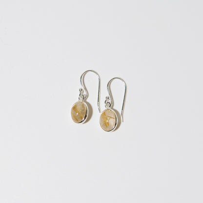 Rutilated Quartz Sm Oval Sterling Earrings