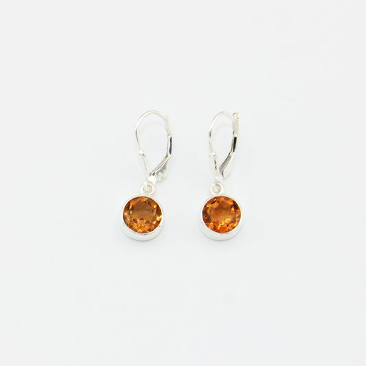 Citrine Round Sterling Earrings