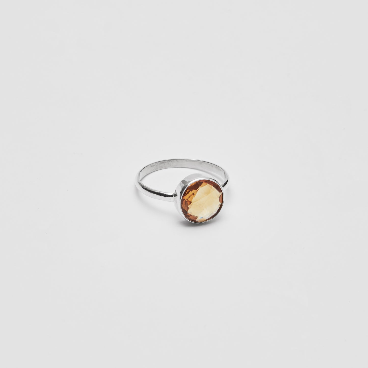 Citrine Round Sterling Ring Sz 9