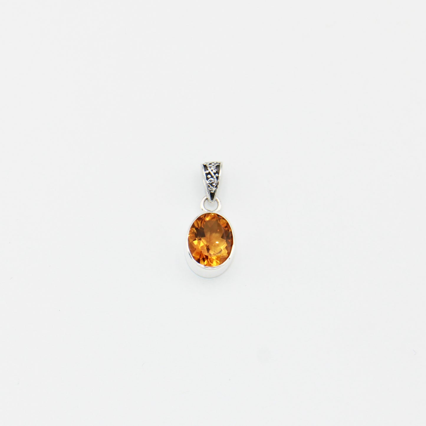 Citrine Small Oval Sterling Pendant