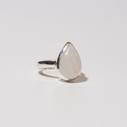 Moonstone Teardrop Sterling Ring Sz 11