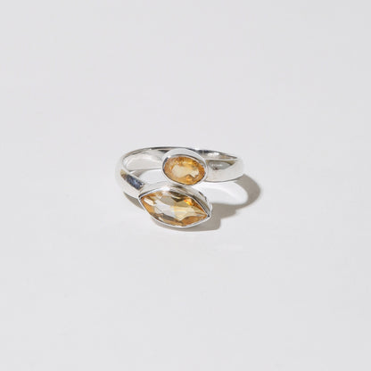Citrine Marquise Cut & Oval Sterling Ring Sz 6