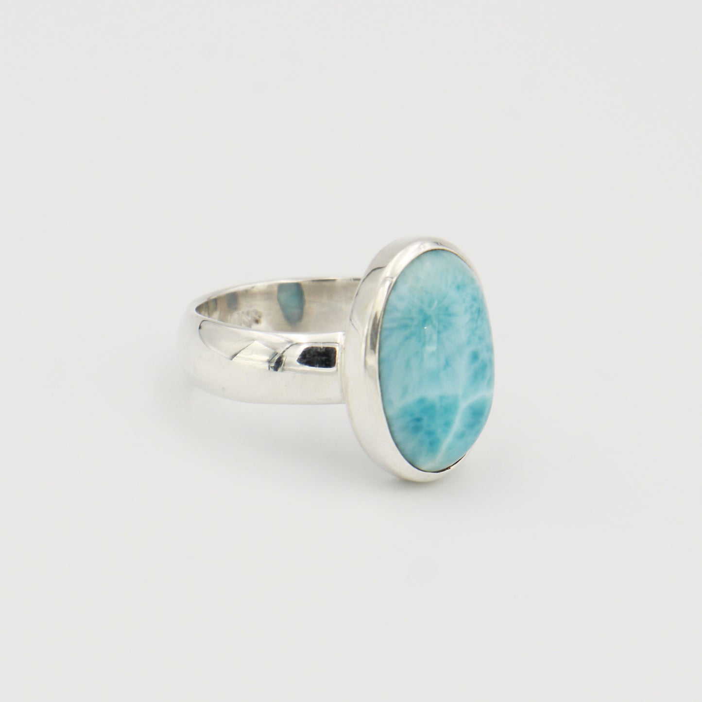 Larimar Oval Sterling Ring Sz 9