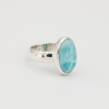 Larimar Oval Sterling Ring Sz 9