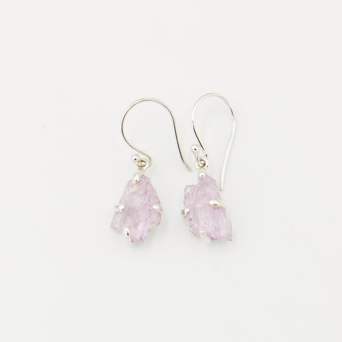 Rough Kunzite Sterling Earrings