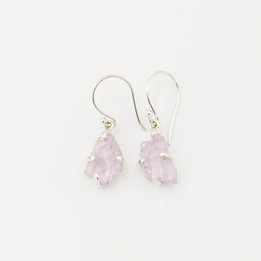 Rough Kunzite Sterling Earrings
