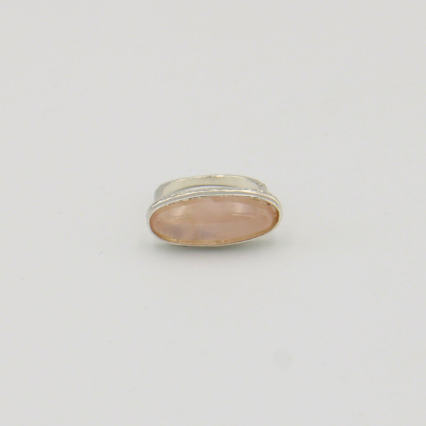 Rose Quartz Sterling Horizontal Ring 7