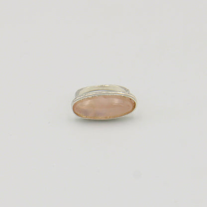 Rose Quartz Sterling Horizontal Ring 7