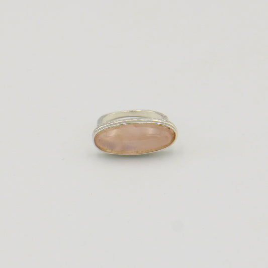 Rose Quartz Sterling Horizontal Ring 7