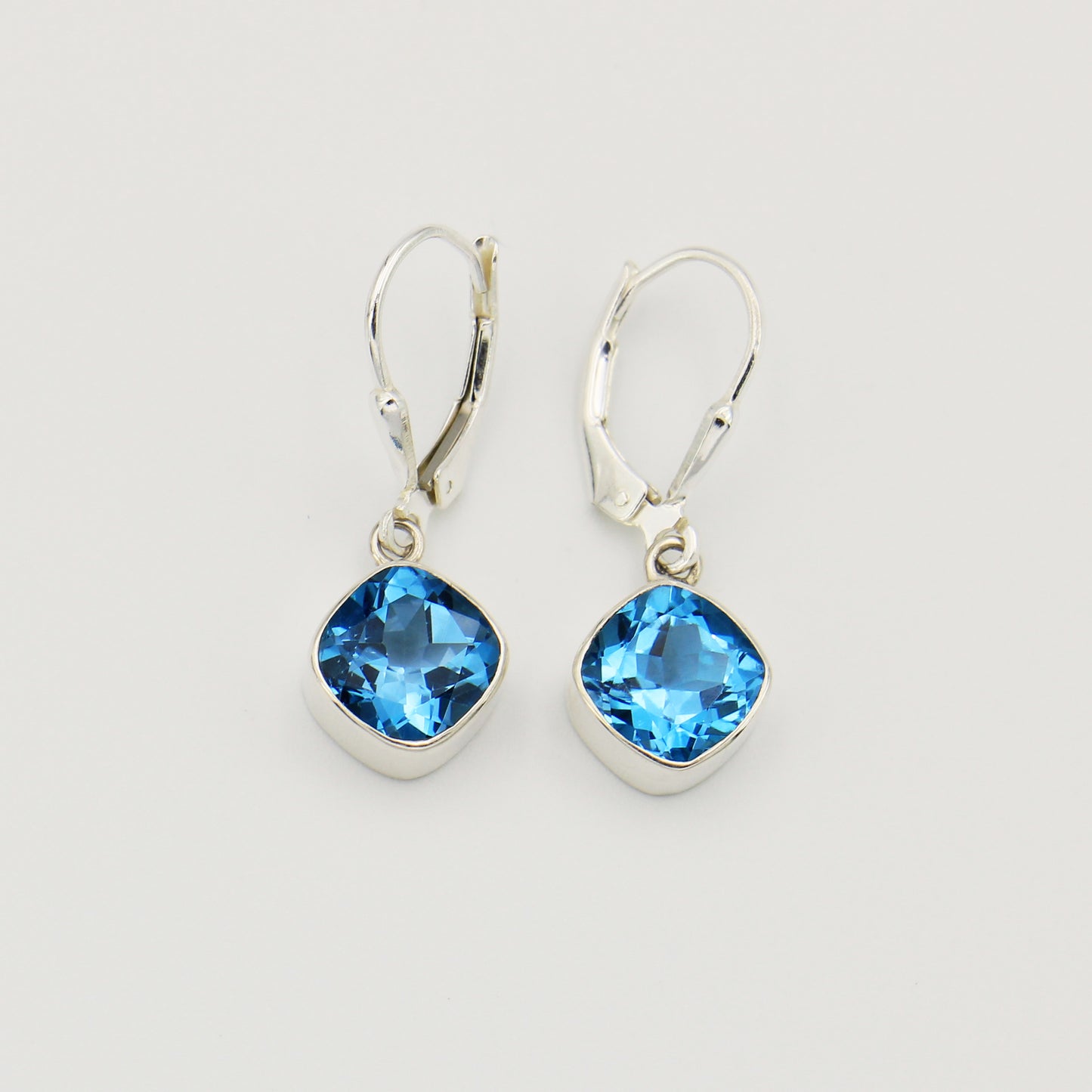 Blue Topaz Cushion Sterling Earrings