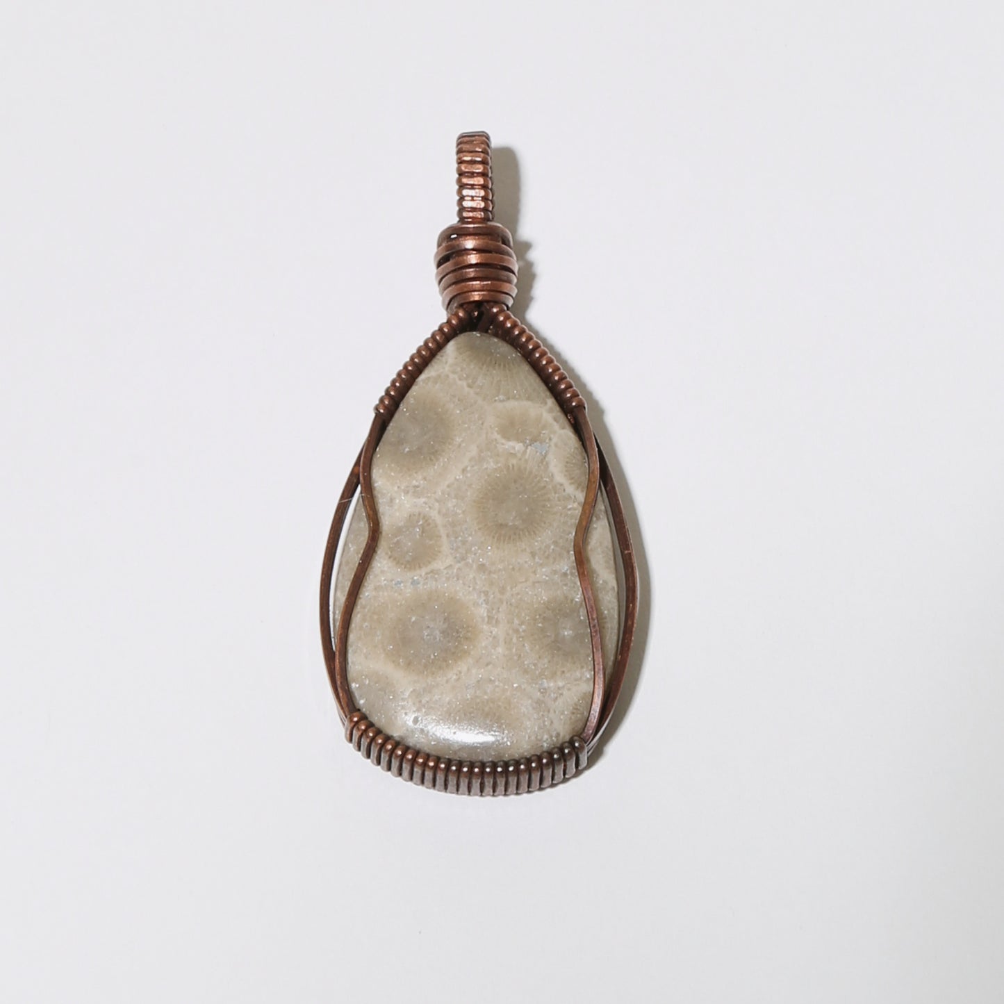 Petoskey Pear Copper Wrapped Pendant