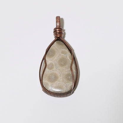 Petoskey Pear Copper Wrapped Pendant