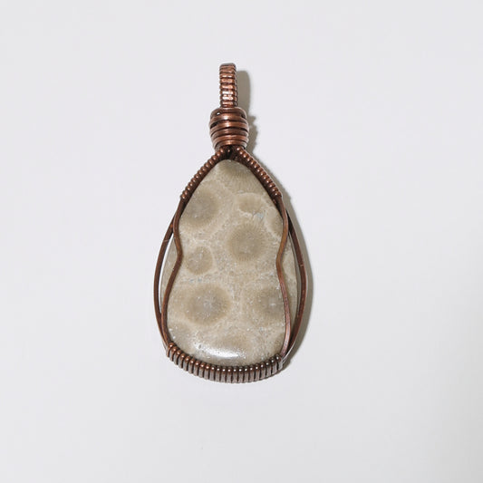 Petoskey Pear Copper Wrapped Pendant