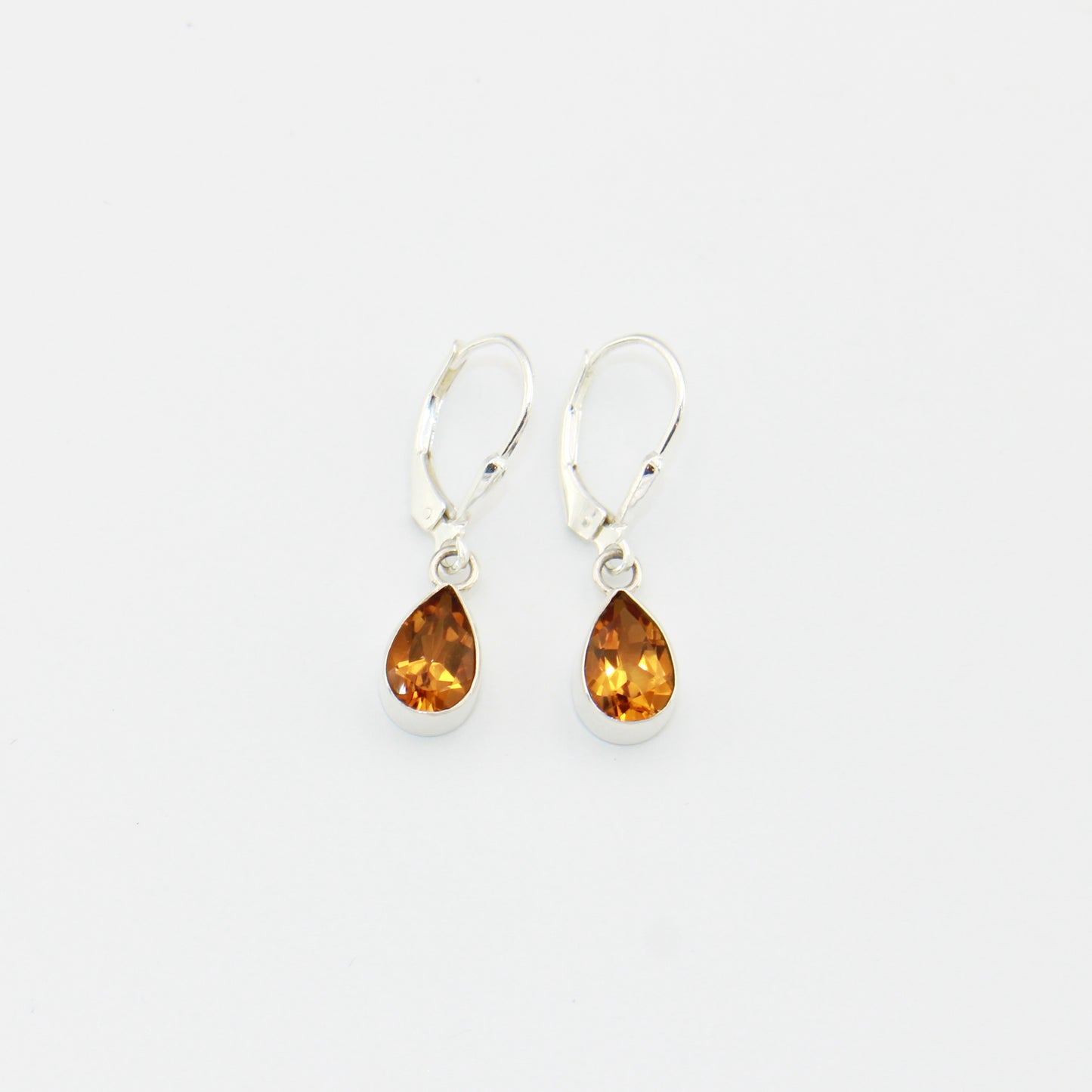 Citrine Small Pear Sterling Silver Earrings