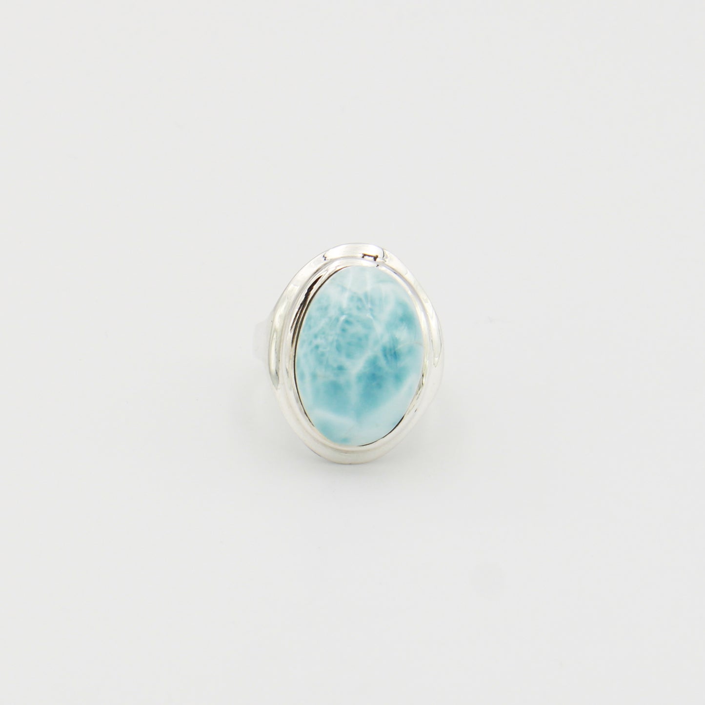 Larimar Oval Sterling Ring Sz 8