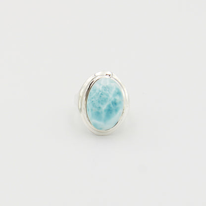 Larimar Oval Sterling Ring Sz 8