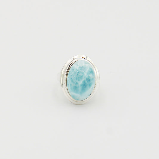 Larimar Oval Sterling Ring Sz 8