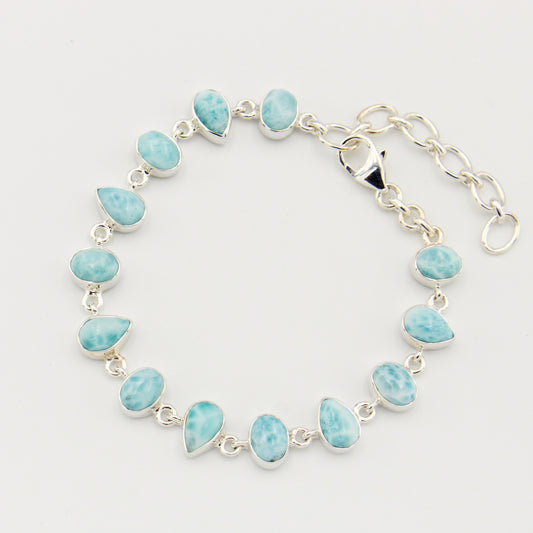 Larimar Small Pears & Ovals Sterling Bracelet